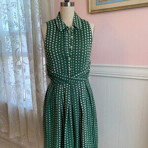 Anthropologie 11.1. Tylho Brynn Shirtdress Green Polka Dot Dress Womens Small